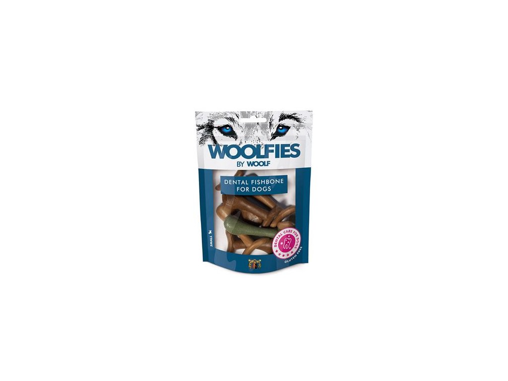 44295 1 pochoutka dentalni woolfies dental fishbone s 200g z kategorie chovatelske potreby a krmiva pro psy pamlsky pro psy dentalni pamlsky pro psy