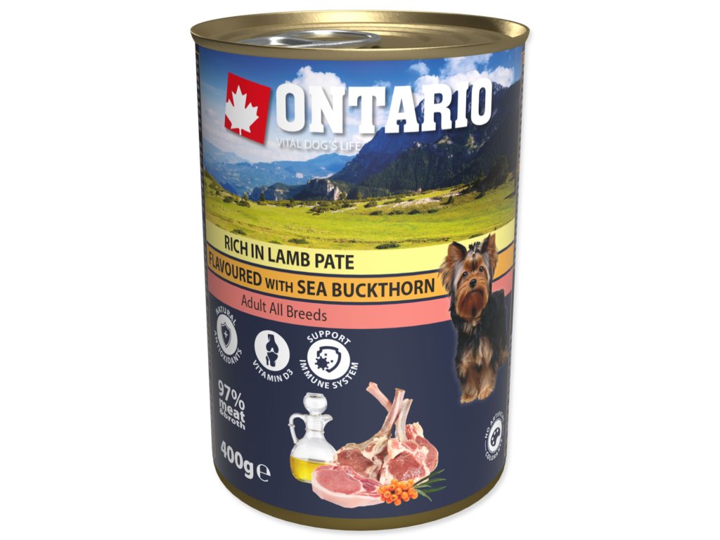 49020 1 konzerva ontario rich in lamb pate flavoured with sea buckthorn 400 g z kategorie chovatelske potreby a krmiva pro psy krmiva pro psy konzervy pro psy