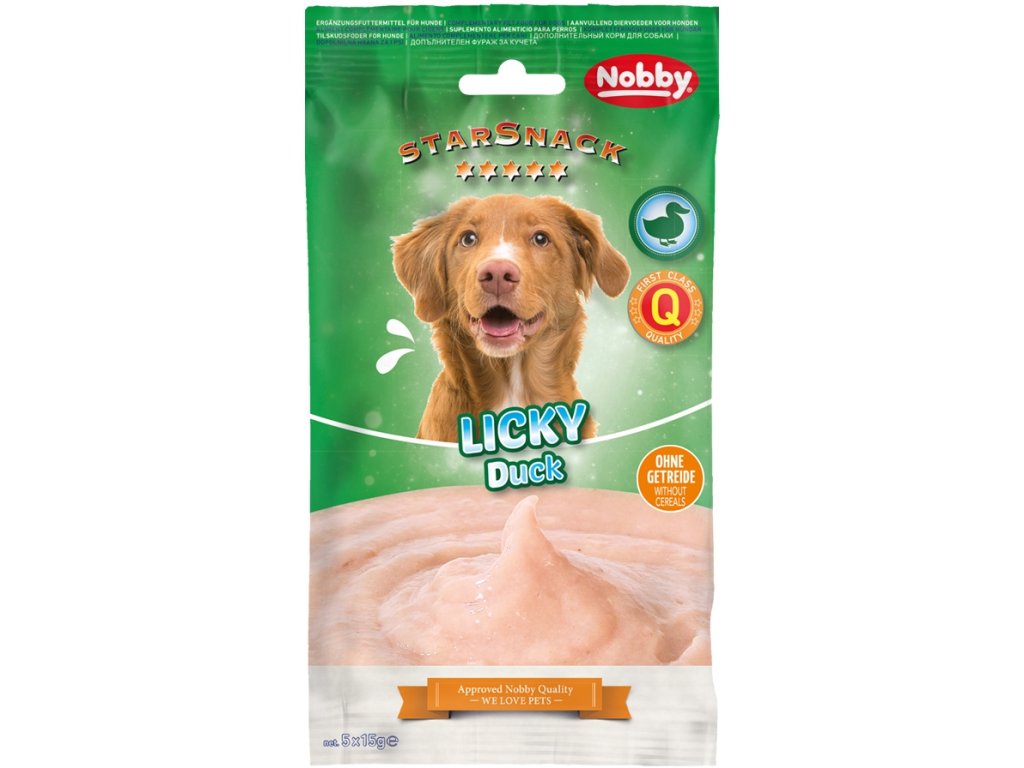 75579 nobby starsnack licky dog duck 5x15g z kategorie chovatelske potreby a krmiva pro psy pamlsky pro psy pasty pyre pro psy