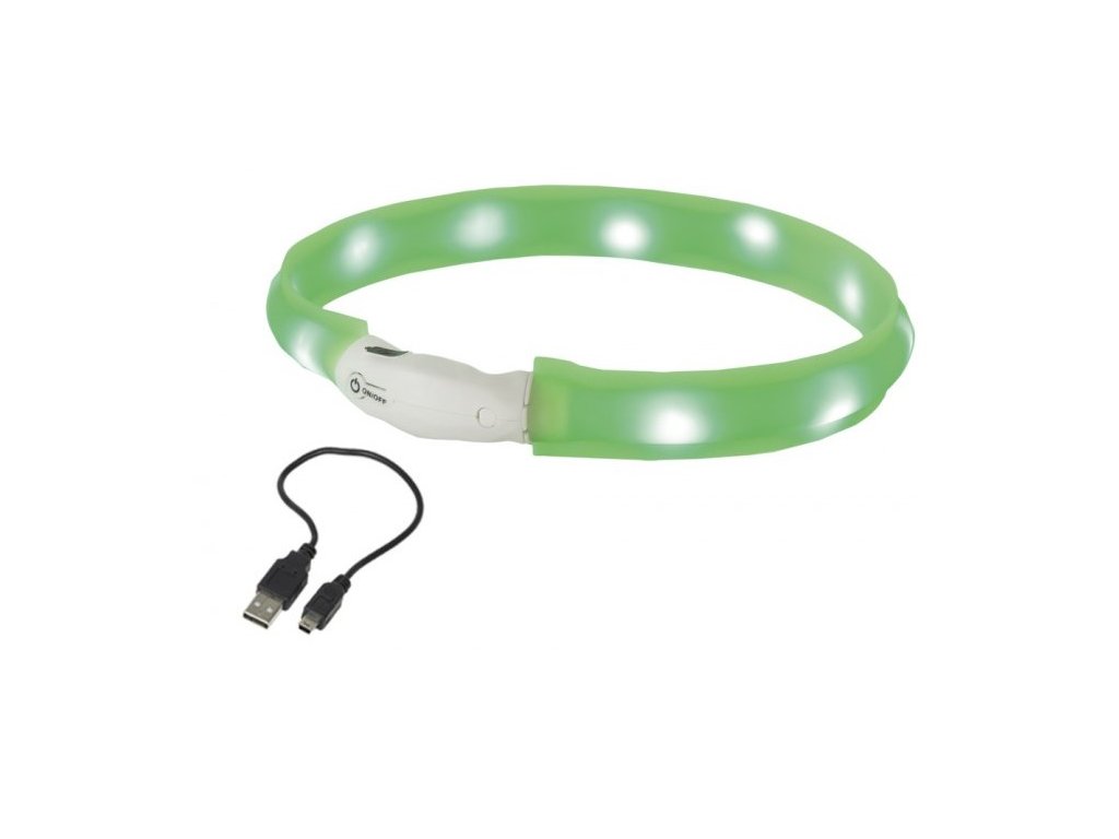 12837 2 nobby led plochy svitici obojek pro psy zeleny m 55cm z kategorie chovatelske potreby a krmiva pro psy obojky voditka a postroje pro psy obojky pro psy