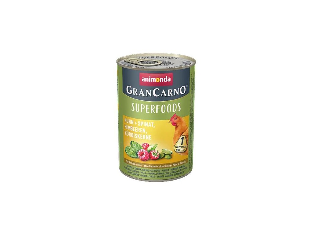 36420 animonda grancarno superfoods konzerva kure a maliny 400g z kategorie chovatelske potreby a krmiva pro psy krmiva pro psy konzervy pro psy