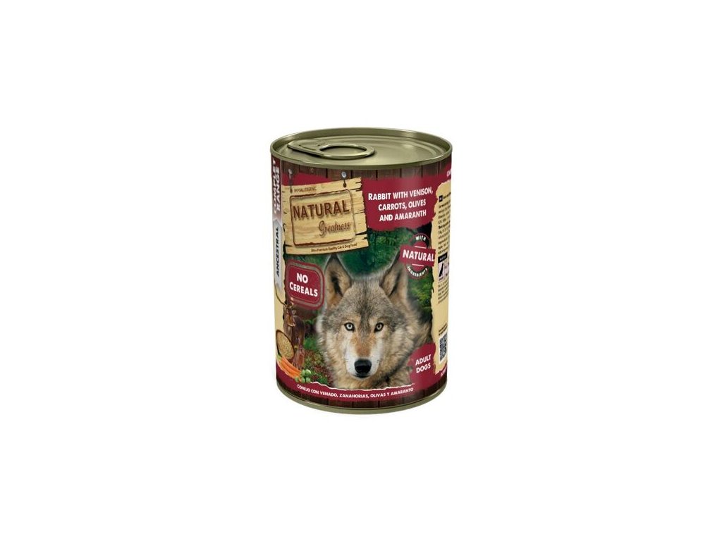 79365 1 natural greatness kralik zverina mrkev olivy amarant konzerva pro psy 400 g z kategorie chovatelske potreby a krmiva pro psy krmiva pro psy konzervy pro psy