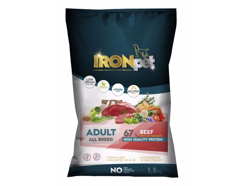78465 4 ironpet dog adult all breed beef hovezi 1 5 kg z kategorie chovatelske potreby a krmiva pro psy krmiva pro psy granule pro psy