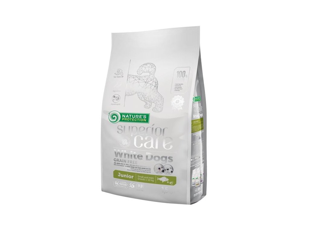 56481 1 nature s protection superior care dog dry white dogs junior small breeds grain free white fish 1 5 kg z kategorie chovatelske potreby a krmiva pro psy krmiva pro psy granule pro psy