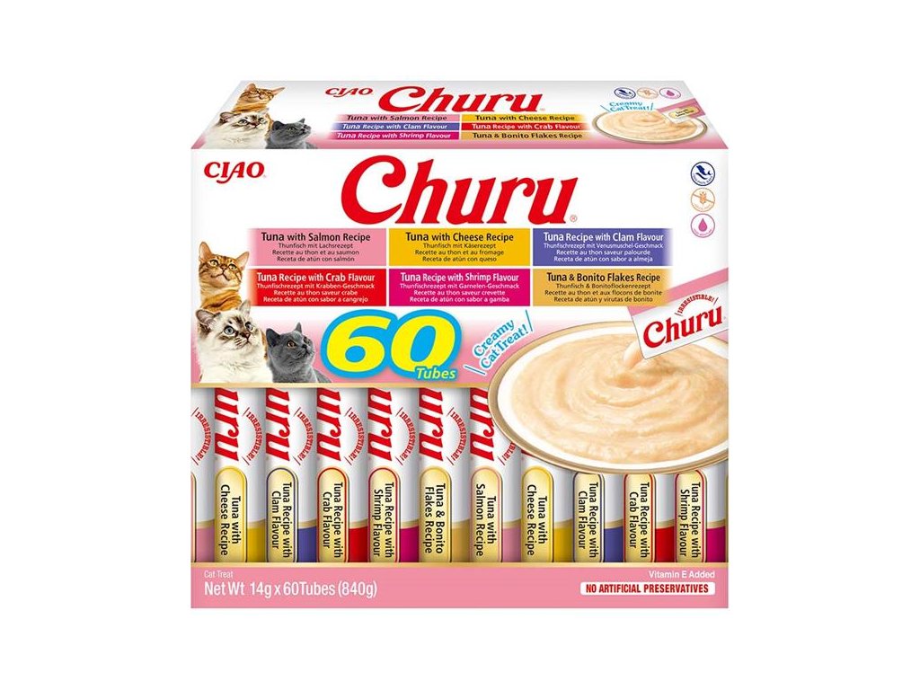 75996 2 inaba churu cat snack tunak mix multipack 60x14g z kategorie chovatelske potreby a krmiva pro kocky krmivo a pamlsky pro kocky pamlsky pro kocky