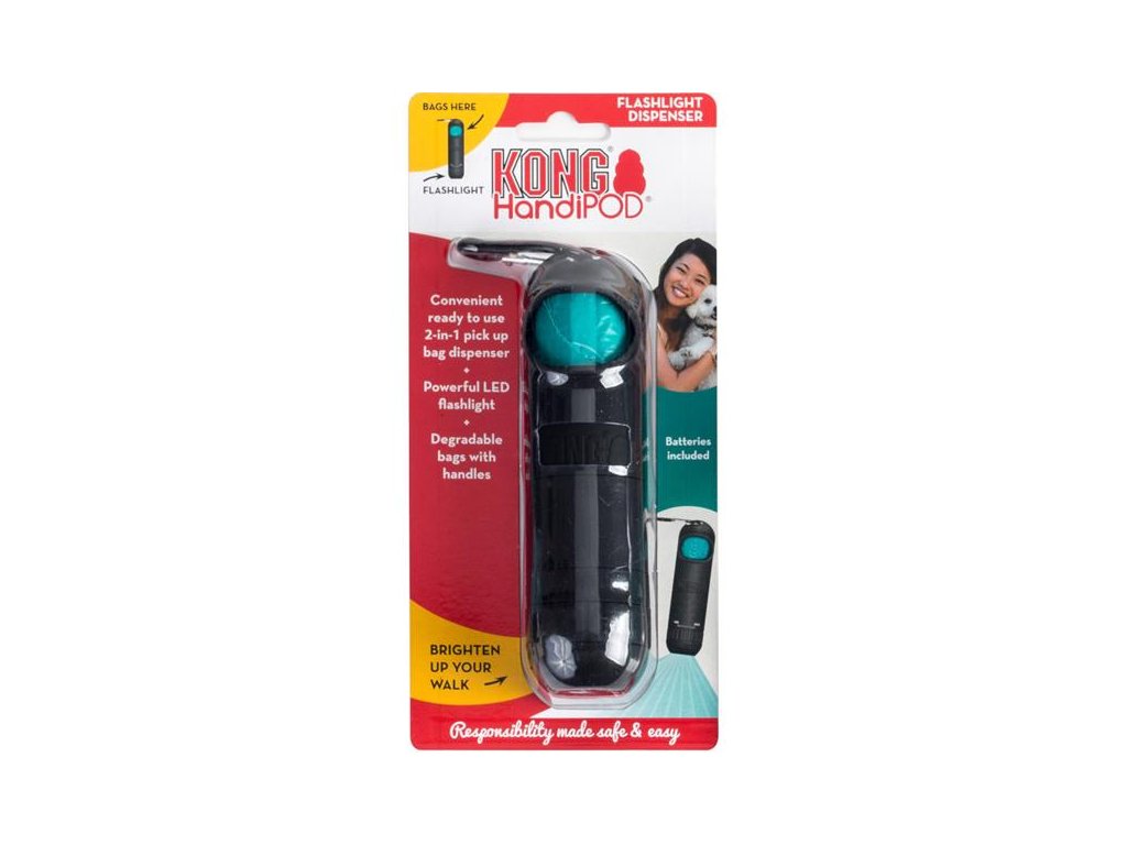76995 4 handipod zasobnik na sacky baterka kong z kategorie chovatelske potreby a krmiva pro psy hygiena a kosmetika psa zasobniky a sacky na psi exkrementy