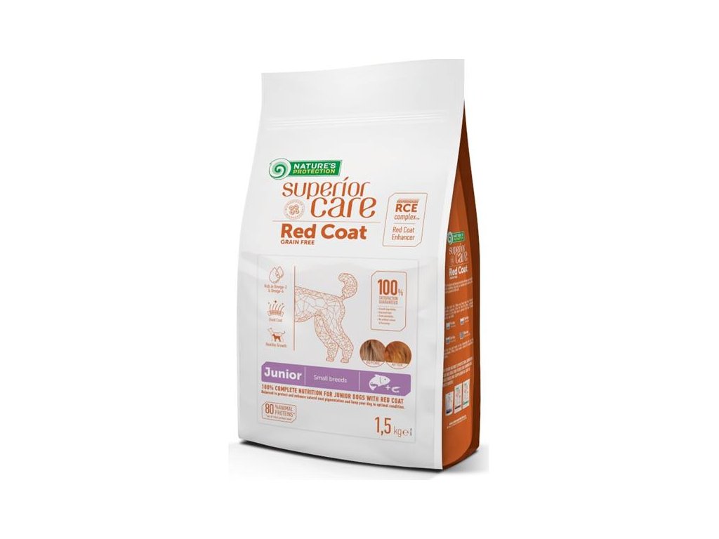 78015 1 nature s protection superior care dog dry red coat junior mini breed grain free salmon 1 5 kg z kategorie chovatelske potreby a krmiva pro psy krmiva pro psy granule pro psy