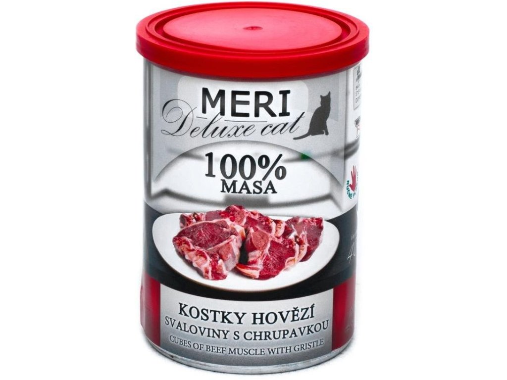 75786 meri deluxe cat kostky hovezi svaloviny s chrupavkou 400g z kategorie chovatelske potreby a krmiva pro kocky krmivo a pamlsky pro kocky konzervy pro kocky