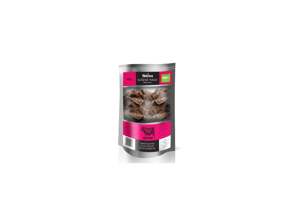 38814 1 nativia susene hovezi maso pochoutka pro psy 400g z kategorie chovatelske potreby a krmiva pro psy pamlsky pro psy susena masicka pro psy
