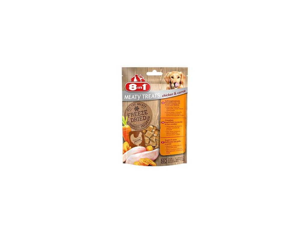 38871 1 pochoutka 8in1 meaty treats fd chicken carrots 50g z kategorie chovatelske potreby a krmiva pro psy pamlsky pro psy pamlsky susene mrazem pro psy
