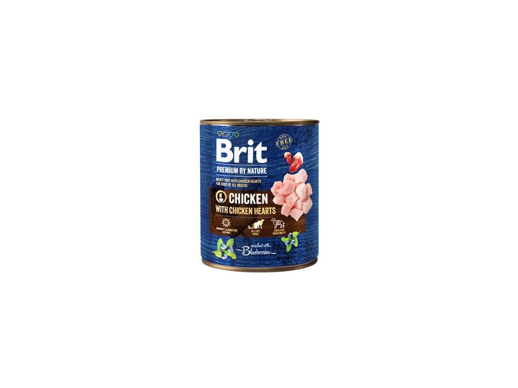 7410 brit premium dog by nature konzerva chicken hearts 800g z kategorie chovatelske potreby a krmiva pro psy krmiva pro psy konzervy pro psy