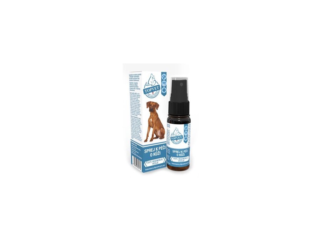 39963 1 sprej k peci o kuzi pro psy topvet 10ml z kategorie chovatelske potreby a krmiva pro psy vitaminy a leciva pro psy kuze a srst psu