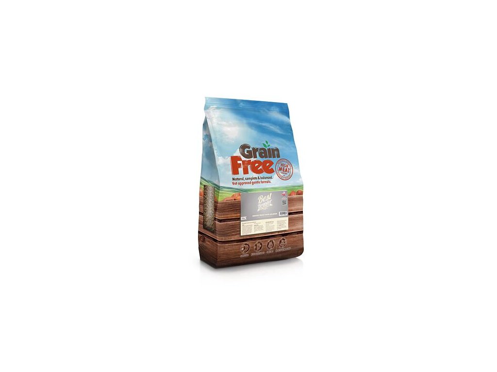 80619 1 best breeder grain free senior trout with salmon sweet potato asparagus 2 kg z kategorie chovatelske potreby a krmiva pro psy krmiva pro psy granule pro psy