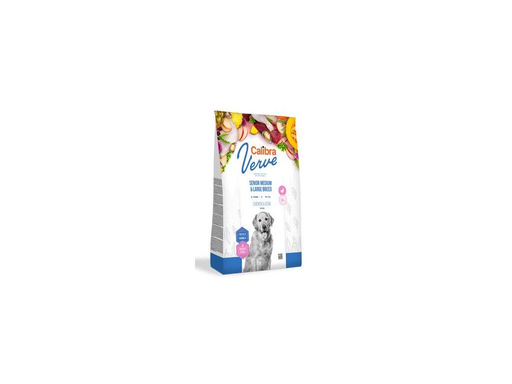 6123 calibra dog verve gf senior m l chicken duck 2kg z kategorie chovatelske potreby a krmiva pro psy krmiva pro psy granule pro psy