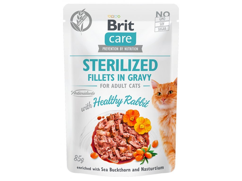 19638 brit care cat fillets gravy steril healthy rabbit 85g z kategorie chovatelske potreby a krmiva pro kocky krmivo a pamlsky pro kocky kapsicky pro kocky