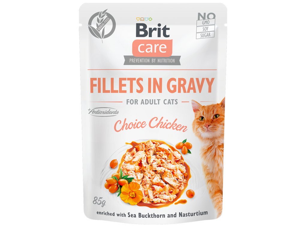 19650 brit care cat fillets in gravy choice chicken 85g z kategorie chovatelske potreby a krmiva pro kocky krmivo a pamlsky pro kocky kapsicky pro kocky