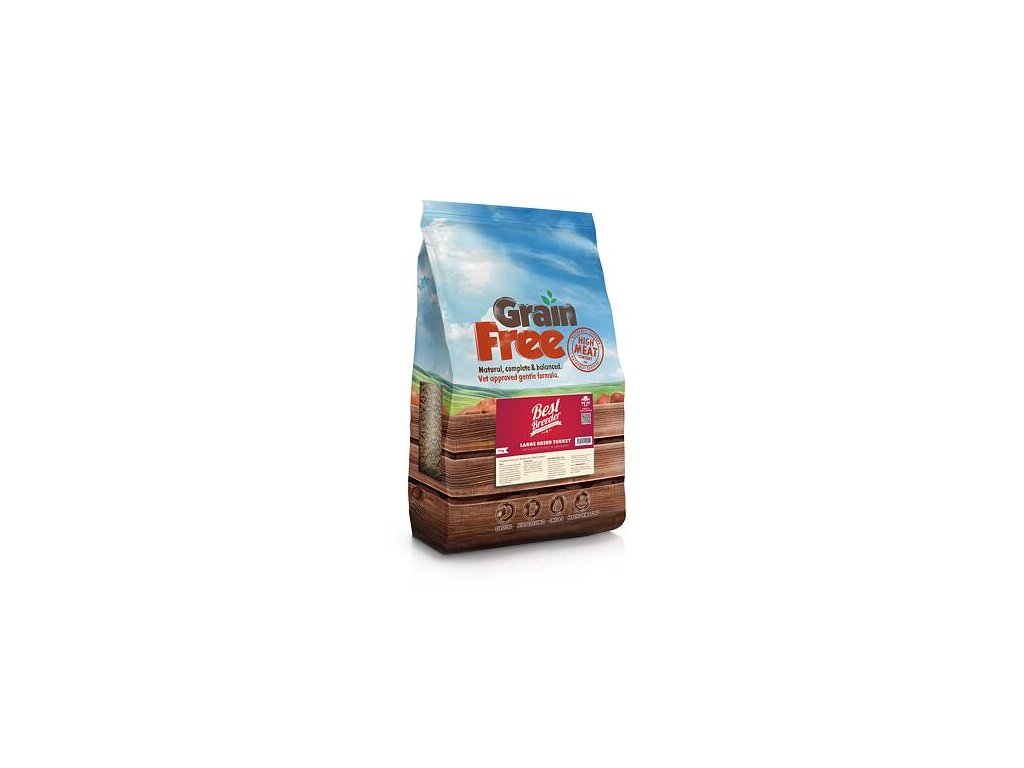 80607 1 best breeder grain free large breed turkey sweet potato cranberry 2 kg z kategorie chovatelske potreby a krmiva pro psy krmiva pro psy granule pro psy