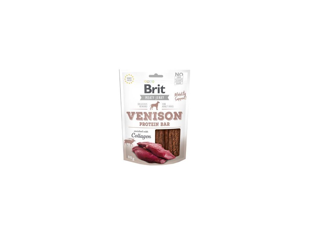 19818 brit pamlsky jerky venison protein bar 80 g z kategorie chovatelske potreby a krmiva pro psy pamlsky pro psy susena masicka pro psy