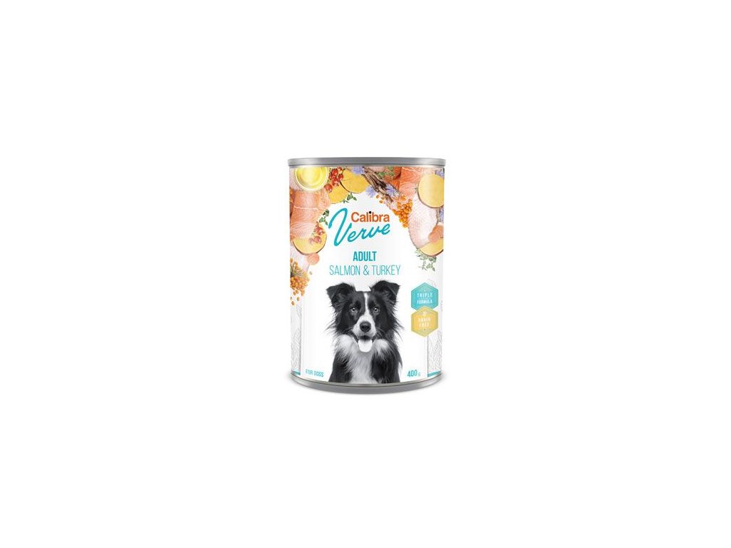 24093 calibra dog verve konzerva gf adult salmon turkey 400g z kategorie chovatelske potreby a krmiva pro psy krmiva pro psy konzervy pro psy