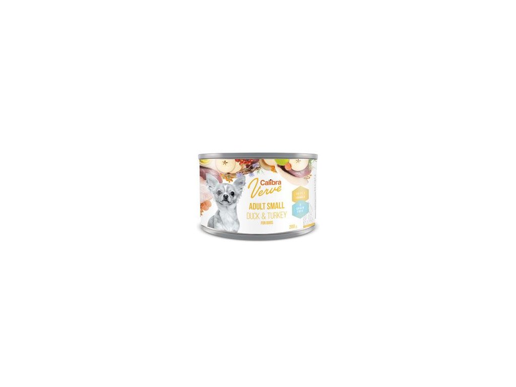 24087 calibra dog verve konzerva gf adult small duck turkey 200g z kategorie chovatelske potreby a krmiva pro psy krmiva pro psy konzervy pro psy