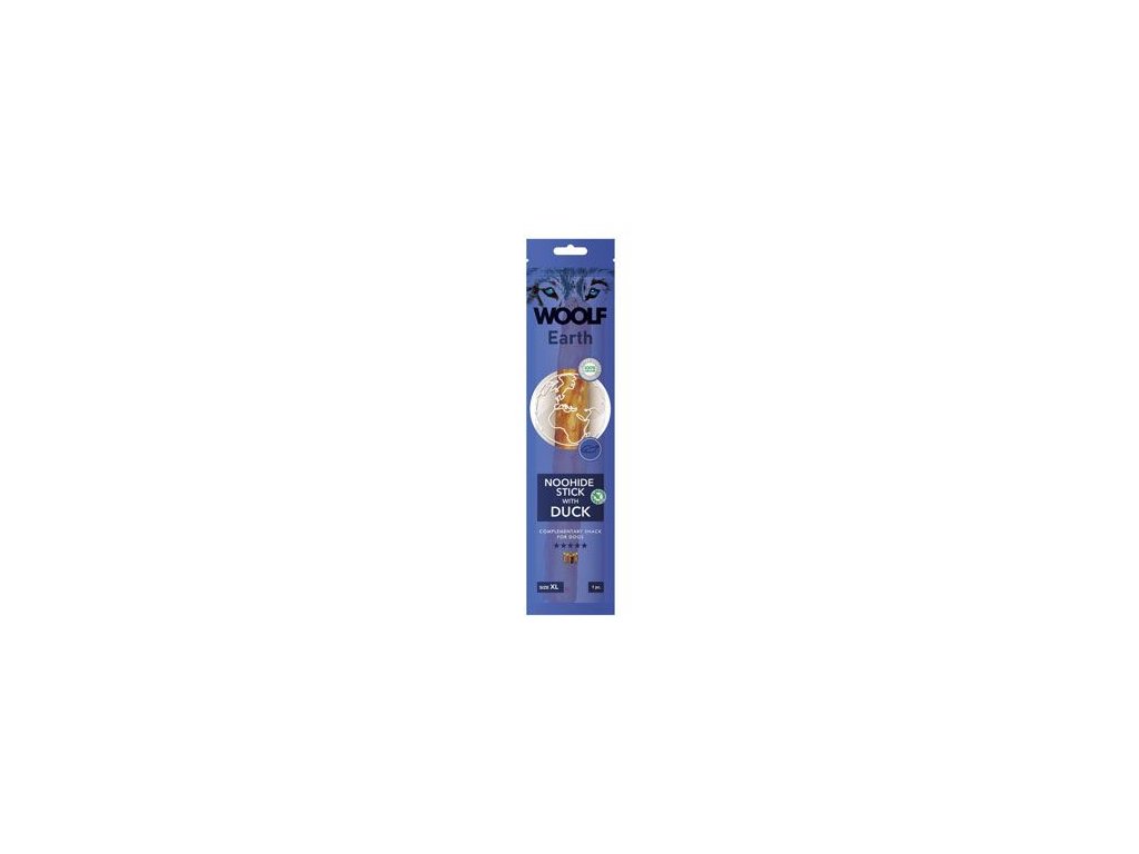 45012 1 woolf pochoutka earth noohide xl stick with duck 85g z kategorie chovatelske potreby a krmiva pro psy pamlsky pro psy pamlsky z prirodni zelatiny pro psy