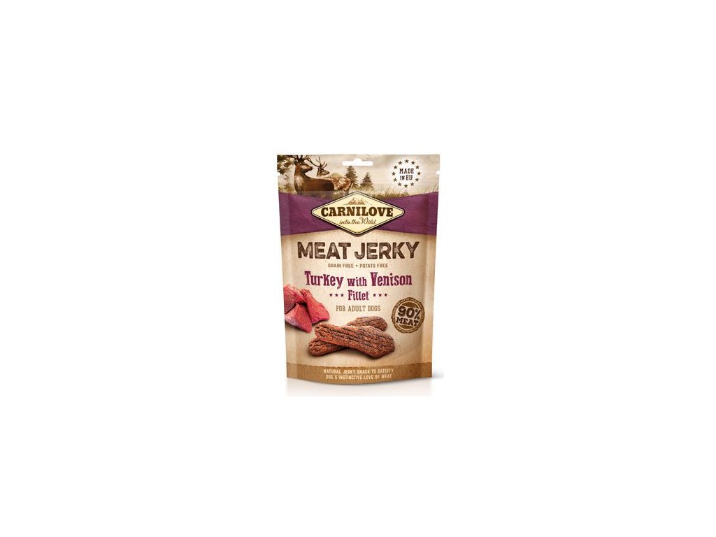 2976 carnilove dog jerky venison turkey fillet 100g z kategorie chovatelske potreby a krmiva pro psy pamlsky pro psy susena masicka pro psy