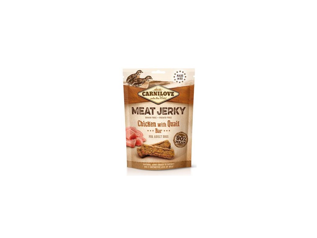 5067 carnilove dog jerky quail chicken bar 100g z kategorie chovatelske potreby a krmiva pro psy pamlsky pro psy susena masicka pro psy