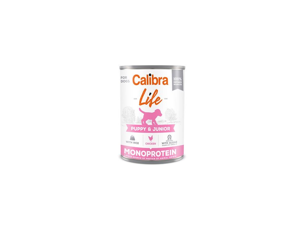 26436 calibra dog life puppy junior konzerva kure s ryzi 400g z kategorie chovatelske potreby a krmiva pro psy krmiva pro psy konzervy pro psy