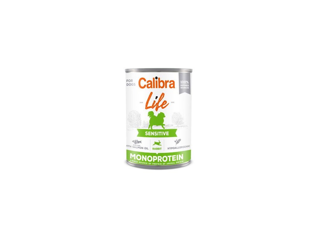 27861 calibra dog life sensitive rabbit konzerva kralik 400g z kategorie chovatelske potreby a krmiva pro psy krmiva pro psy konzervy pro psy