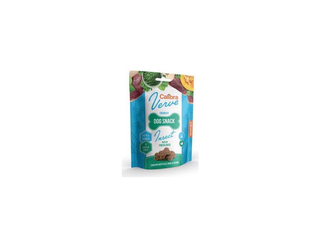 36024 calibra dog verve crunchy snack insect fresh duck 150g z kategorie chovatelske potreby a krmiva pro psy pamlsky pro psy piskoty susenky pro psy