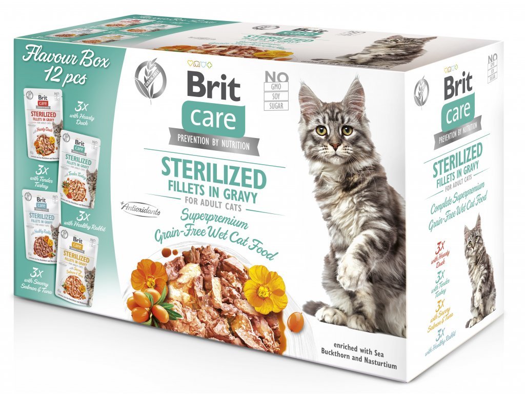 58814 brit care cat fillets in gravy steril flav box 12x85g z kategorie chovatelske potreby a krmiva pro kocky krmivo a pamlsky pro kocky kapsicky pro kocky
