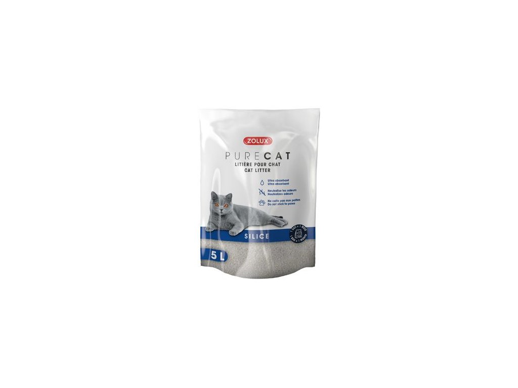82722 1 podestylka purecat natural silica 5l zolux z kategorie chovatelske potreby a krmiva pro kocky toalety steliva pro kocky steliva kockolity pro kocky