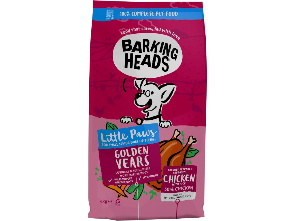 82782 1 barking heads little paws golden years chicken 6kg z kategorie chovatelske potreby a krmiva pro psy krmiva pro psy granule pro psy
