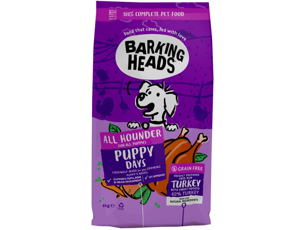 82788 1 barking heads all hounder puppy days turkey 6kg z kategorie chovatelske potreby a krmiva pro psy krmiva pro psy granule pro psy