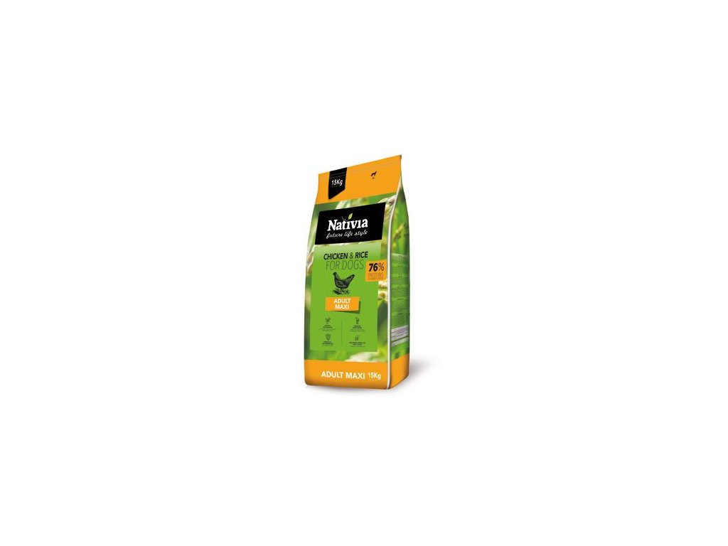15456 nativia adult maxi chicken rice 15kg z kategorie chovatelske potreby a krmiva pro psy krmiva pro psy granule pro psy