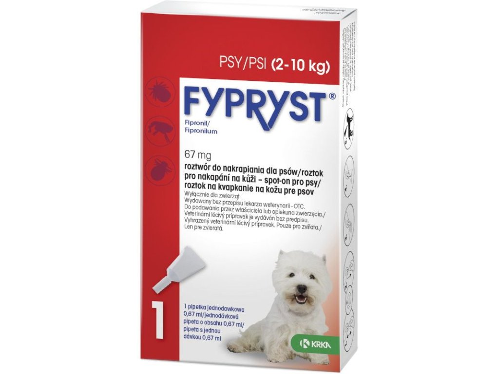 17565 fypryst spot on s pes 2 10kg sol 1x0 67 ml z kategorie chovatelske potreby a krmiva pro psy antiparazitika pro psy pipety spot on pro psy