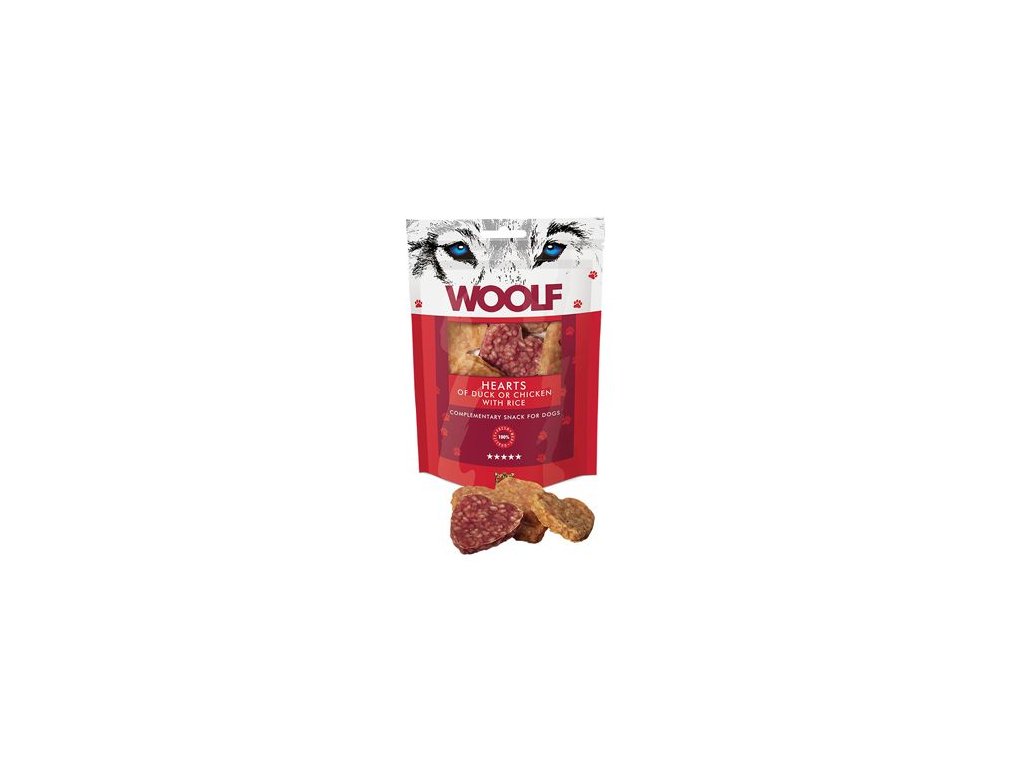 45249 1 woolf hearts of duck or chicken rice 100 g z kategorie chovatelske potreby a krmiva pro psy pamlsky pro psy susena masicka pro psy