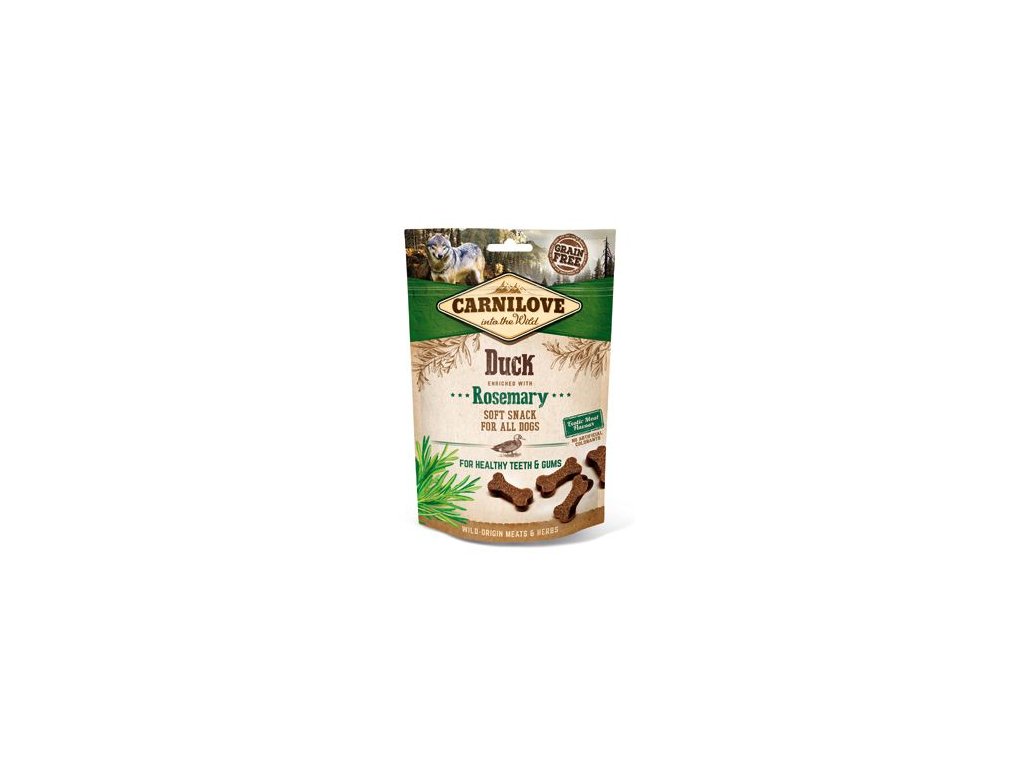 23163 carnilove dog semi moist snack duck with rosemary 200g z kategorie chovatelske potreby a krmiva pro psy pamlsky pro psy polomekke pamlsky pro psy