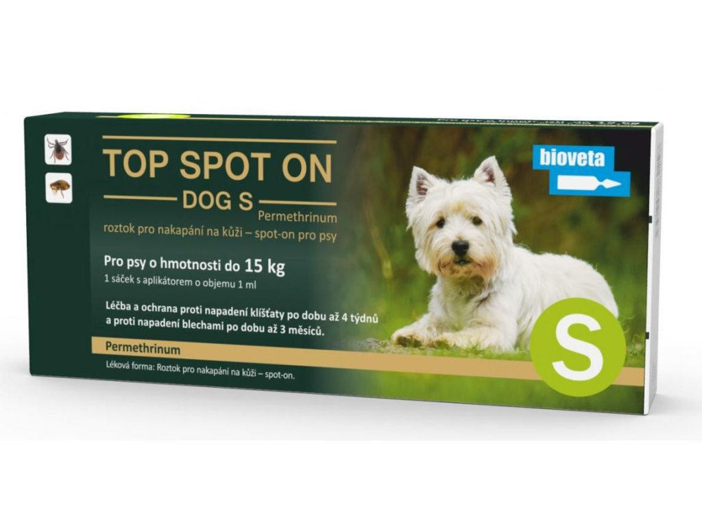 3720 top spot on dog s 1x1ml do 15kg z kategorie chovatelske potreby a krmiva pro psy antiparazitika pro psy pipety spot on pro psy