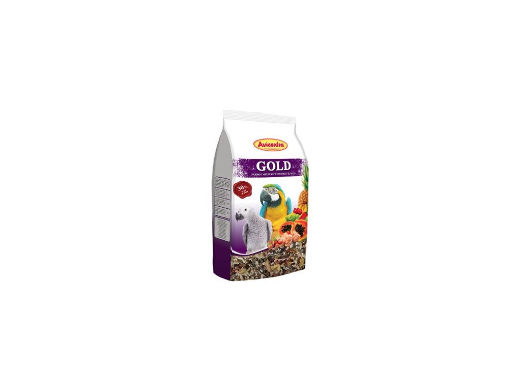 21798 avicentra gold krmivo velky papousek 850g z kategorie chovatelske potreby pro ptaky a papousky krmivo pro papousky