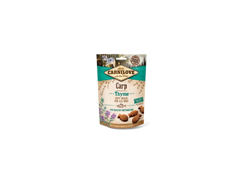 18387 carnilove dog semi moist snack carp with thyme 200g z kategorie chovatelske potreby a krmiva pro psy pamlsky pro psy polomekke pamlsky pro psy