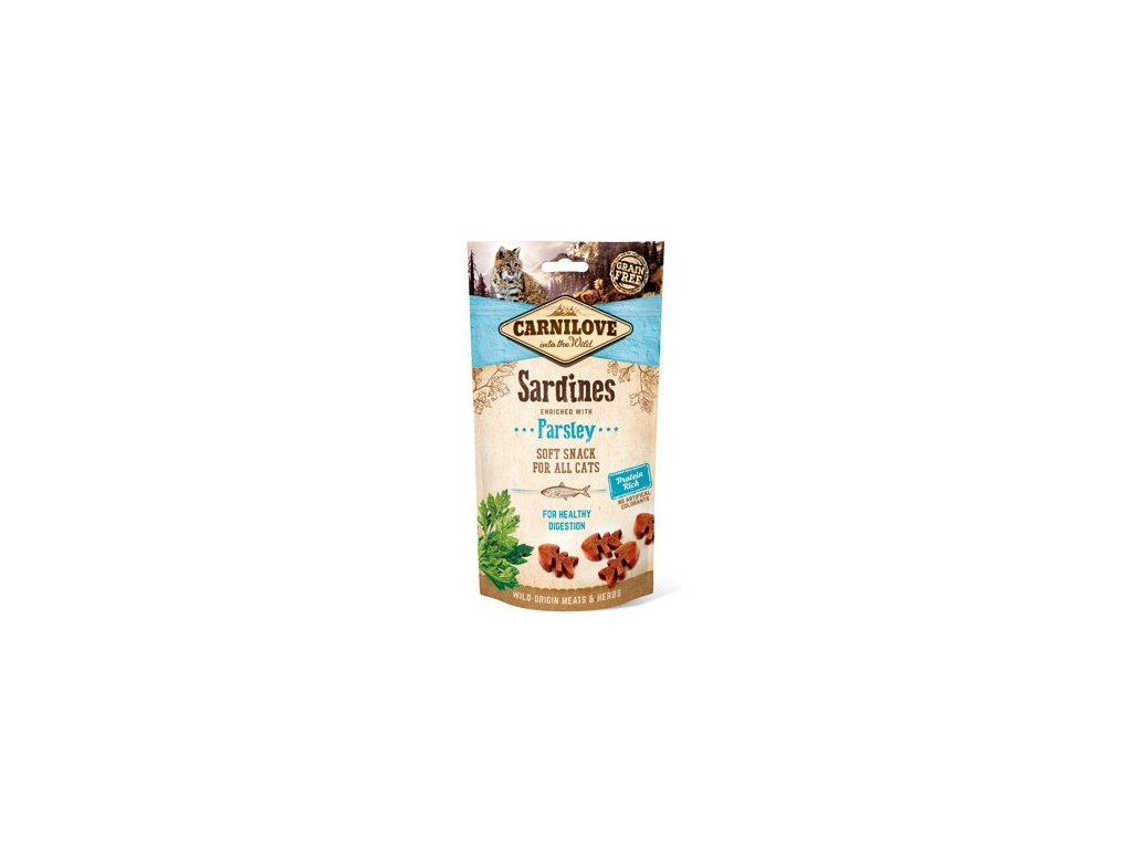 23133 carnilove cat semi moist snack sardine with parsley 50g z kategorie chovatelske potreby a krmiva pro kocky krmivo a pamlsky pro kocky pamlsky pro kocky