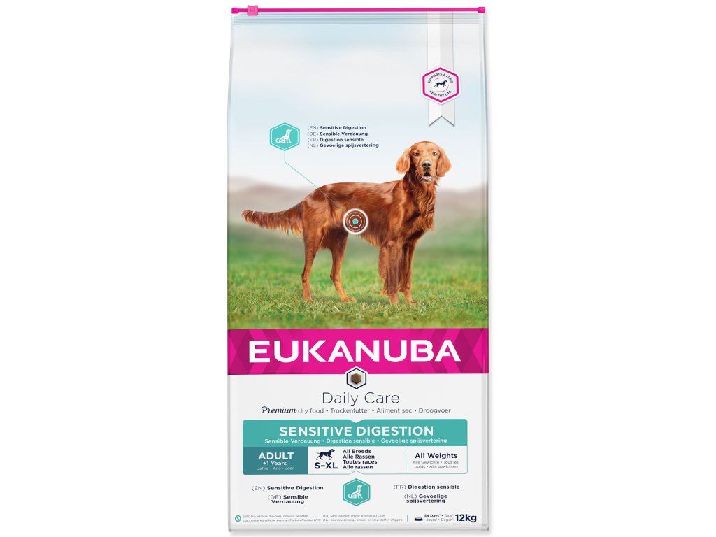 51954 1 eukanuba daily care sensitive digestion 12 kg z kategorie chovatelske potreby a krmiva pro psy krmiva pro psy granule pro psy