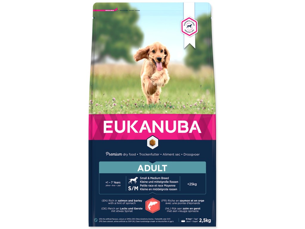 52011 1 eukanuba adult small medium breed salmon 2 5 kg z kategorie chovatelske potreby a krmiva pro psy krmiva pro psy granule pro psy