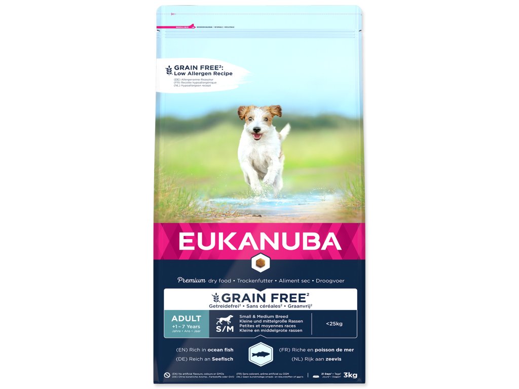 52038 1 eukanuba adult small medium breed grain free ocean fish 3 kg z kategorie chovatelske potreby a krmiva pro psy krmiva pro psy granule pro psy