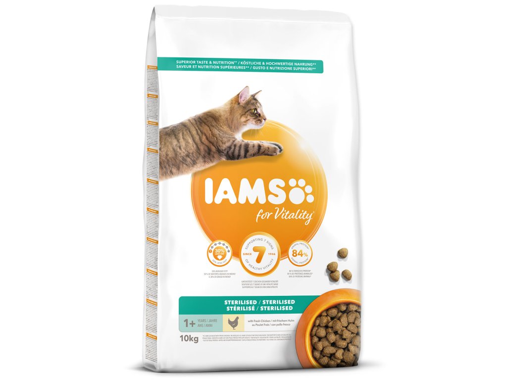 81198 1 iams cat adult sterilised chicken 10kg z kategorie chovatelske potreby a krmiva pro kocky krmivo a pamlsky pro kocky granule pro kocky