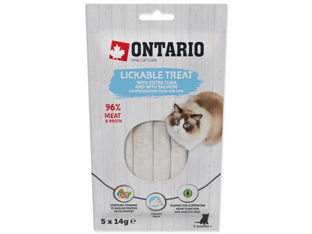 76968 1 pochoutka ontario lizaci s extra tunakem a s lososem 5 x 14 g z kategorie chovatelske potreby a krmiva pro kocky krmivo a pamlsky pro kocky pamlsky pro kocky