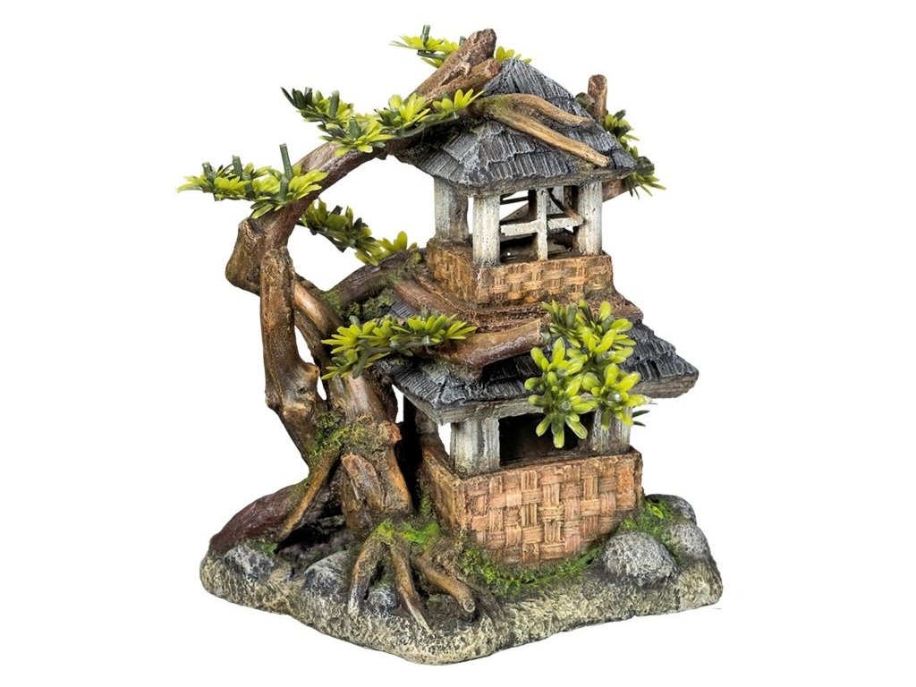 2499 1 nobby akvarijni dekorace dum s bonsaji 17 5 x 15 5 x 19 8 cm z kategorie akvaristicke a teraristicke potreby dekorace do akvaria hrady domy majaky