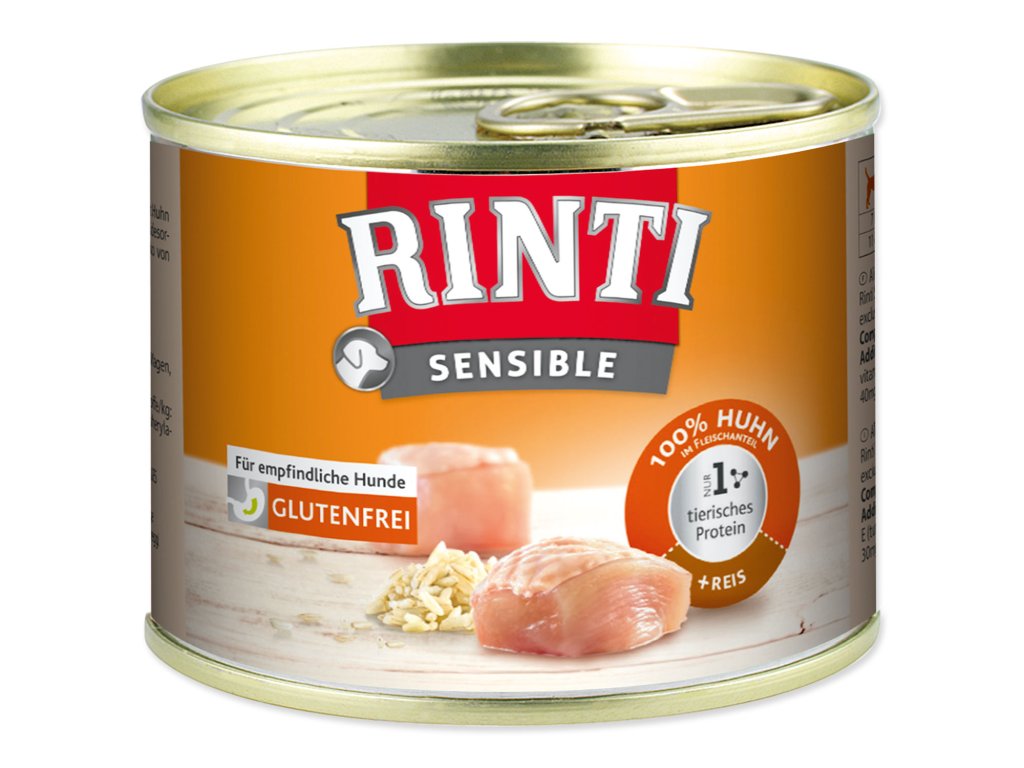 49704 1 konzerva rinti sensible kure ryze 185 g z kategorie chovatelske potreby a krmiva pro psy krmiva pro psy konzervy pro psy