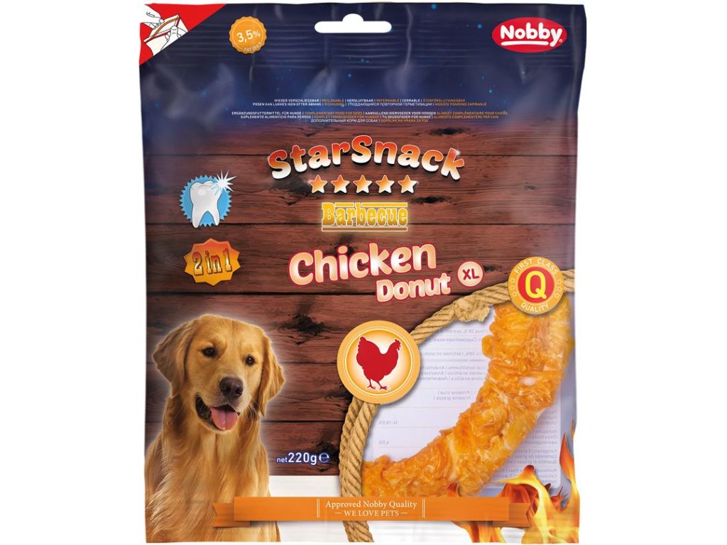 30492 3 nobby starsnack bbq obalovany kureci kruh xl 20cm 220g z kategorie chovatelske potreby a krmiva pro psy pamlsky pro psy dentalni pamlsky pro psy